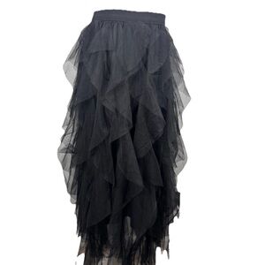 Women M Tulle Skirt Ruffle Elastic Waist Asymmetrical Whismsigoth Boho Fairy